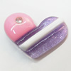 Resin Cabochons, No Hole Headwear & Costume Accessory, Heart with Acrylic Zircon 33x22mm, Sold by Bag