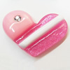 Resin Cabochons, No Hole Headwear & Costume Accessory, Heart with Acrylic Zircon 33x22mm, Sold by Bag