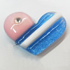 Resin Cabochons, No Hole Headwear & Costume Accessory, Heart with Acrylic Zircon 33x22mm, Sold by Bag