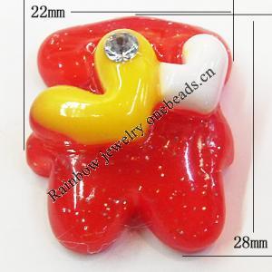 Resin Cabochons, No Hole Headwear & Costume Accessory, Animal with Acrylic Zircon 22x28mm, Sold by Bag