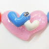 Resin Cabochons, No Hole Headwear & Costume Accessory, Heart with Acrylic Zircon 22x33mm, Sold by Bag