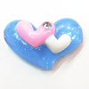 Resin Cabochons, No Hole Headwear & Costume Accessory, Heart with Acrylic Zircon 22x33mm, Sold by Bag