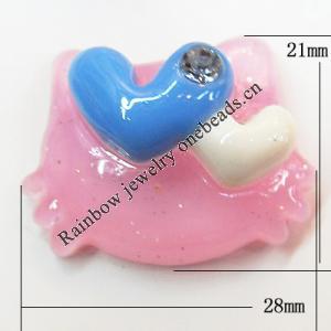 Resin Cabochons, No Hole Headwear & Costume Accessory, Animal with Acrylic Zircon 21x28mm, Sold by Bag