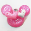 Resin Cabochons, No Hole Headwear & Costume Accessory, Animal Head with Acrylic Zircon 26x33mm, Sold by Bag