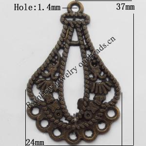 Connector, Lead-free Zinc Alloy Jewelry Findings, 24x37mm Hole=1.4mm, Sold by Bag
