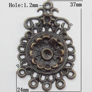 Connector, Lead-free Zinc Alloy Jewelry Findings, 24x37mm Hole=1.2mm, Sold by Bag