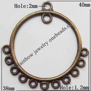 Connector, Lead-free Zinc Alloy Jewelry Findings, 38x40mm Hole=2mm,1.2mm, Sold by Bag