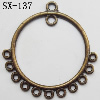 Connector, Lead-free Zinc Alloy Jewelry Findings, 38x40mm Hole=2mm,1.2mm, Sold by Bag