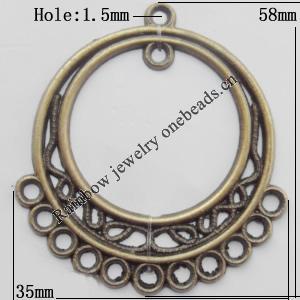 Connector, Lead-free Zinc Alloy Jewelry Findings, 35x58mm Hole=1.5mm, Sold by Bag
