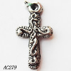 Pendant, Lead-free Zinc Alloy Jewelry Findings, Cross 9x17mm Hole:1mm, Sold by Bag