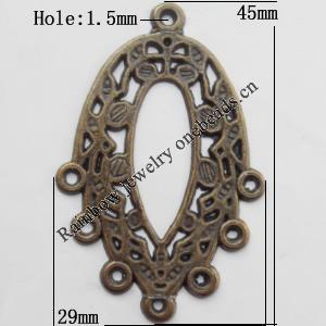 Connector, Lead-free Zinc Alloy Jewelry Findings, 45x29mm Hole=1.5mm, Sold by Bag
