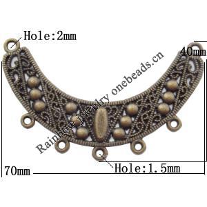Connector, Lead-free Zinc Alloy Jewelry Findings, 70x40mm Hole=2mm,1.5mm, Sold by Bag