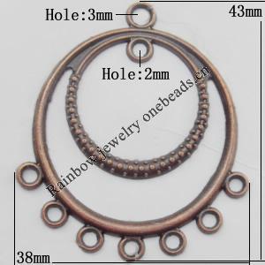 Connector, Lead-free Zinc Alloy Jewelry Findings, 38x43mm Hole=3mm,2mm, Sold by Bag