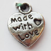 Pendant, Lead-free Zinc Alloy Jewelry Findings, Heart 10x13mm Hole:1.5mm, Sold by Bag