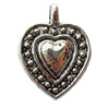 Pendant, Lead-free Zinc Alloy Jewelry Findings, Heart 13x18mm Hole:1.5mm, Sold by Bag