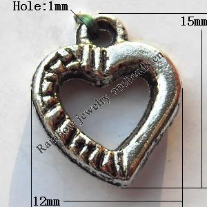 Pendant, Lead-free Zinc Alloy Jewelry Findings, Hollow Leaf 15x12mm Hole:1mm, Sold by Bag