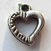 Pendant, Lead-free Zinc Alloy Jewelry Findings, Hollow Leaf 15x12mm Hole:1mm, Sold by Bag