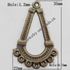 Connector, Lead-free Zinc Alloy Jewelry Findings, 22x35mm Hole=1.2mm,0.7mm, Sold by Bag