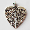 Pendant, Lead-free Zinc Alloy Jewelry Findings, Leaf 20x24mm Hole:2mm, Sold by Bag