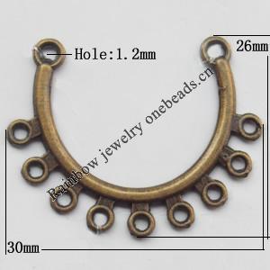 Connector, Lead-free Zinc Alloy Jewelry Findings, 26x30mm Hole=1.2mm, Sold by Bag