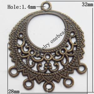 Connector, Lead-free Zinc Alloy Jewelry Findings, 28x32mm Hole=1.4mm, Sold by Bag