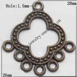 Connector, Lead-free Zinc Alloy Jewelry Findings, 26x28mm Hole=1.5mm, Sold by Bag