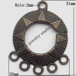 Connector, Lead-free Zinc Alloy Jewelry Findings, 25x31mm Hole=2mm, Sold by Bag