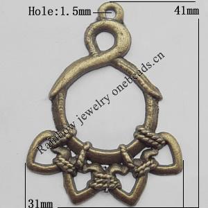 Connector, Lead-free Zinc Alloy Jewelry Findings, 31x41mm Hole=1.5mm, Sold by Bag