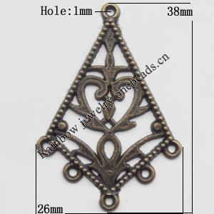 Connector, Lead-free Zinc Alloy Jewelry Findings, 26x38mm Hole=1mm, Sold by Bag