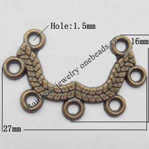 Connector, Lead-free Zinc Alloy Jewelry Findings, 27x16mm Hole=1.5mm, Sold by Bag