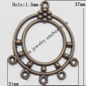 Connector, Lead-free Zinc Alloy Jewelry Findings, 31x37mm Hole=1.5mm, Sold by Bag