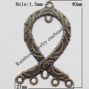 Connector, Lead-free Zinc Alloy Jewelry Findings, 27x40mm Hole=1.5mm, Sold by Bag