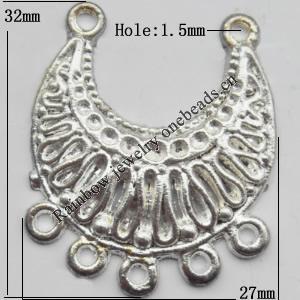 Connector, Lead-free Zinc Alloy Jewelry Findings, 27x32mm Hole=1.5mm, Sold by Bag