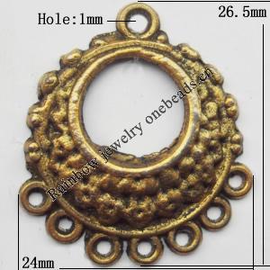 Connector, Lead-free Zinc Alloy Jewelry Findings, 24x26.5mm Hole=1mm, Sold by Bag