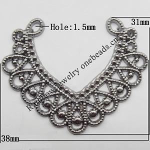Connector, Lead-free Zinc Alloy Jewelry Findings, 38x31mm Hole=1.5mm, Sold by Bag