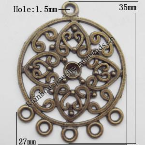 Connector, Lead-free Zinc Alloy Jewelry Findings, 27x35mm Hole=1.5mm, Sold by Bag