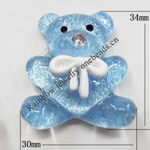 Resin Cabochons, No Hole Headwear & Costume Accessory, Animal with Acrylic Zircon 30x34mm, Sold by Bag