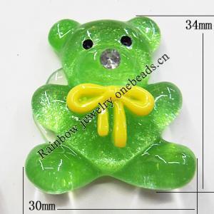 Resin Cabochons, No Hole Headwear & Costume Accessory, Animal with Acrylic Zircon 30x34mm, Sold by Bag