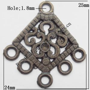 Connector, Lead-free Zinc Alloy Jewelry Findings, 24x25mm Hole=1.8mm, Sold by Bag