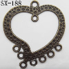 Connector, Lead-free Zinc Alloy Jewelry Findings, 40.5x43mm Hole=3mm,2mm, Sold by Bag