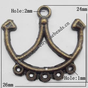 Connector, Lead-free Zinc Alloy Jewelry Findings, 26x24mm Hole=2mm,1mm, Sold by Bag