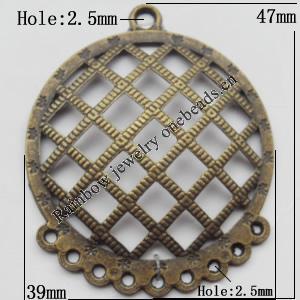 Connector, Lead-free Zinc Alloy Jewelry Findings, 39x47mm Hole=2.5mm,1.2mm, Sold by Bag