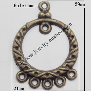Connector, Lead-free Zinc Alloy Jewelry Findings, 21x29mm Hole=1mm, Sold by Bag