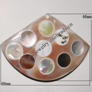 Shell (with Resin)pendant, Handmade Sector 46x68mm Sold by Bag