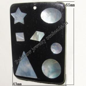Shell (with Resin)pendant, Handmade Rectangle 65x43mm Sold by Bag