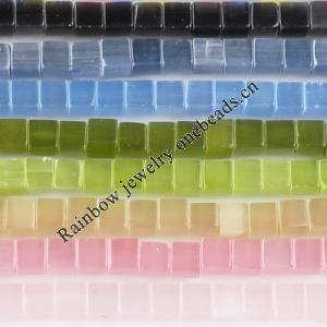 Cat's Eye jewelry Beads, Square 6mm Length:15inch, Sold by Strands