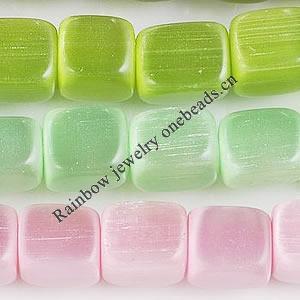 Cat's Eye jewelry Beads, Square 10mm Length:15inch, Sold by Strands