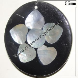 Shell (with Resin)pendant, Handmade Flat Round 55mm Sold by Bag