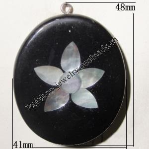 Shell (with Resin)pendant, Handmade Flat Oval 48x41mm Sold by Bag