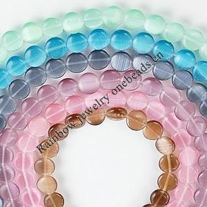 Cat's Eye jewelry Beads, Flat Round 8x12mm Length:14.5inch, Sold by Strands